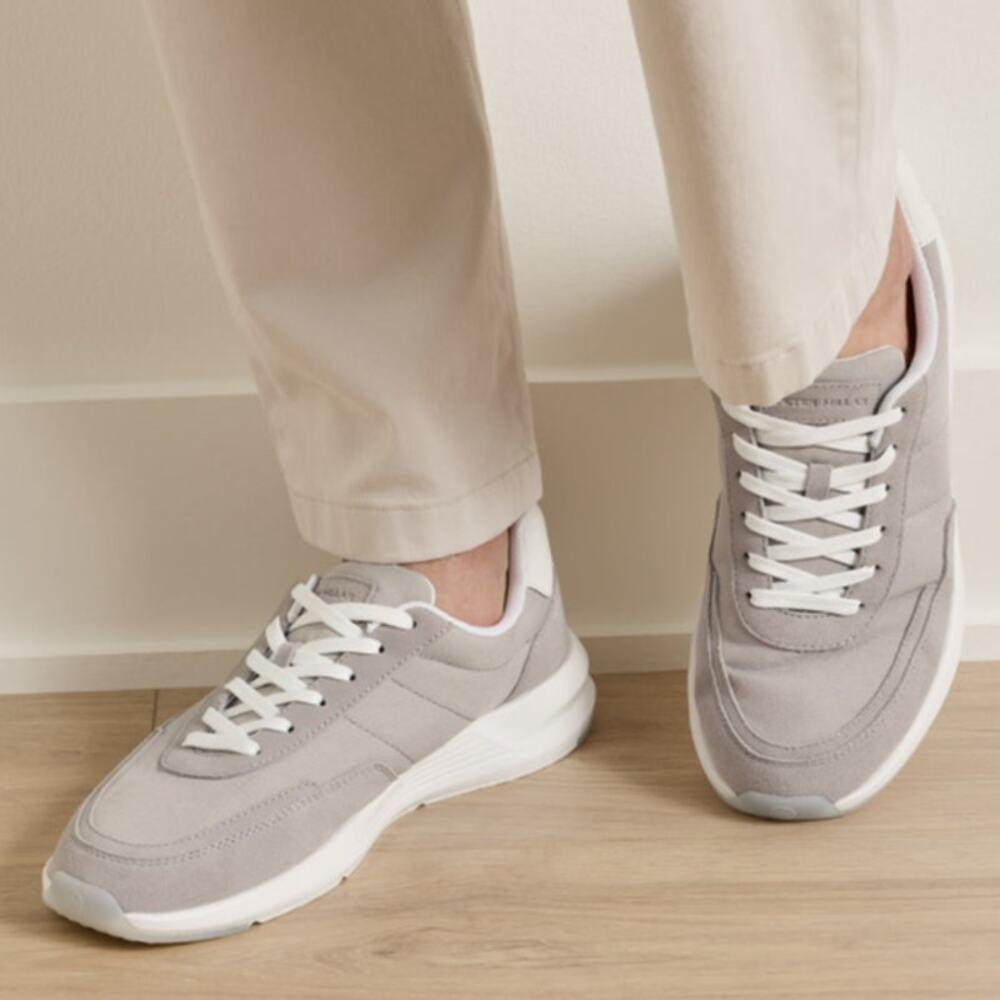 Peter Millar Journeyman Sneaker Mens 12 Light Grey Pewter Suede Low Top Shoe